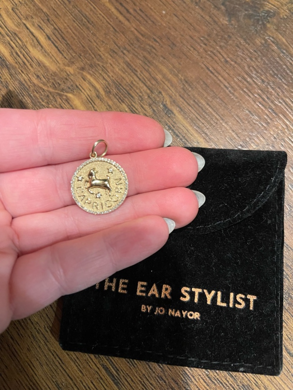 Gold and diamond Zodiac Coin Pendant - Capricorn